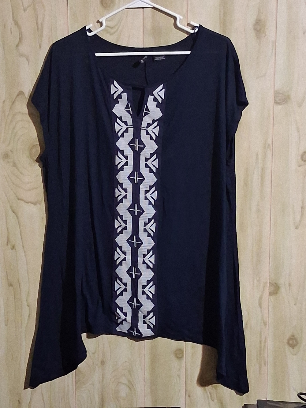 new directions Navy Tunic with White Geometric Center Panel 2x